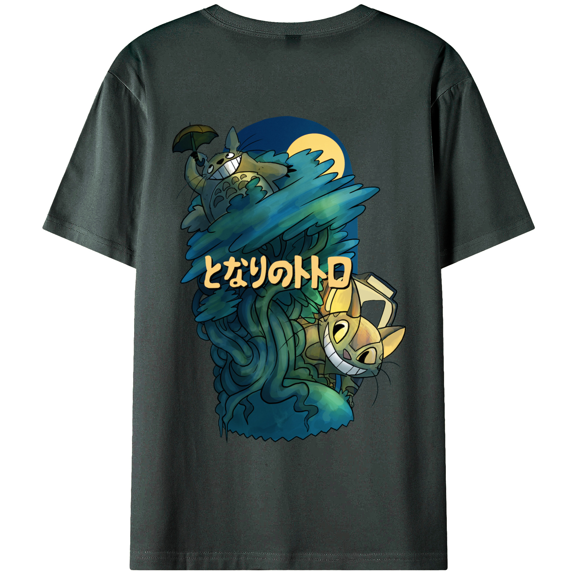 （画像用） となりのトトロ 草壁メイ 草壁サツキ My Neighbor Totoro Satsuki Kusakabe Mei Kusakabe 綿100％ メンズ半袖Tシャツ（バックプリント） 通気性